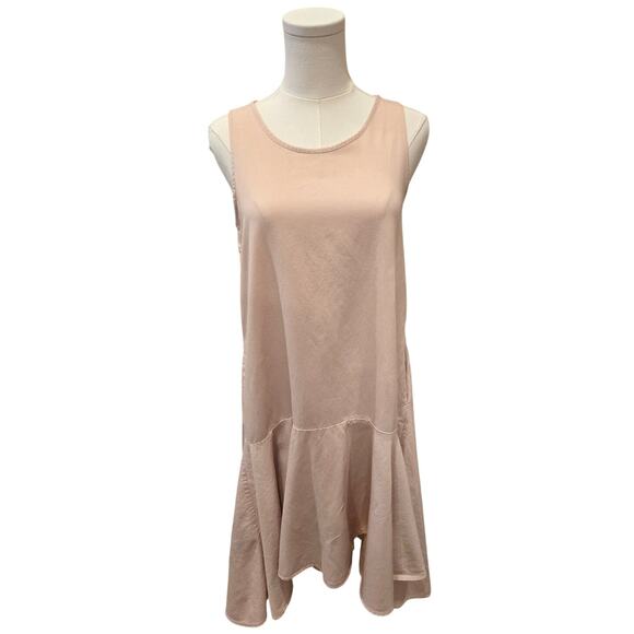 Anthropologie Maeve Blush Pink Drop Waist Hi Lo Classic Sleeveless Dress Small - Picture 1 of 12